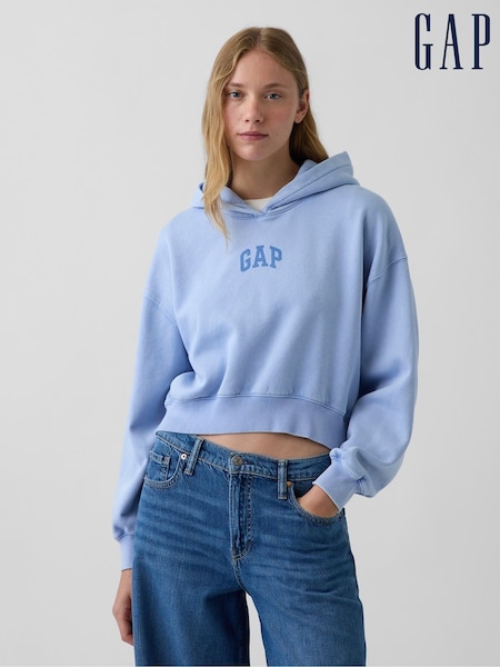Light Blue - Gap Vintage Soft Crop Logo Hoodie