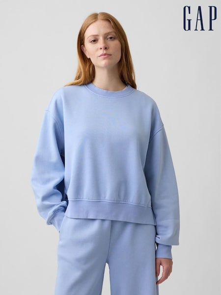 Svetlo modra - Gap Vintagesoft Oversized Split-hem Sweatshirt