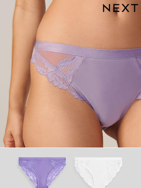Purple/White High Leg Lace Knickers 2 Pack (587971) | €12.50
