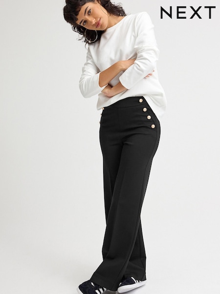 Schwarz - Ponte Button Wide Leg Trousers (588205) | 9 €