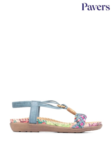 Pavers Blue Flat Strappy Sandals (588256) | €42
