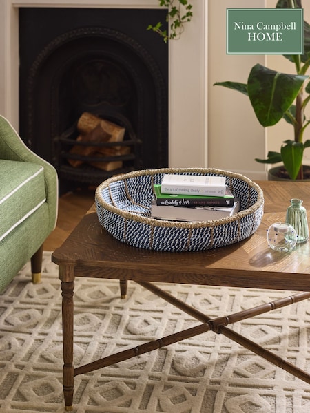 Nina Campbell Blue Seagrass Single Bowl Storage Basket (588360) | €52