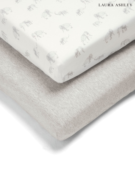 Mamas & Papas x Laura Ashley 2 Pack Grey 100% Cotton Gingham Fitted Cot Bed Sheets (588398) | R$ 285