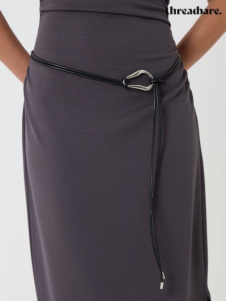 Black - Threadbare Faux Leather Rope Belt
