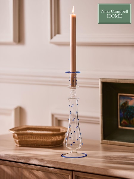 Nina Campbell Blue Dotty Glass Candle Holder Candlestick (588556) | €24.50
