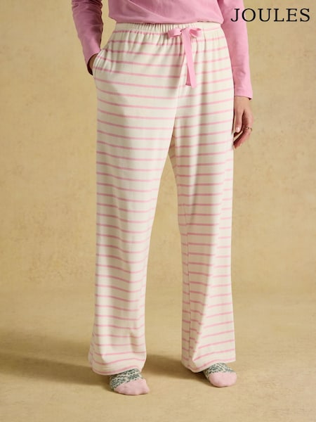 Pink/Cream Stripe - Joules Fleece Pyjama Bottom