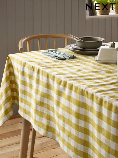 Ochre Yellow Gingham Cotton Tablecloth (588896) | €19