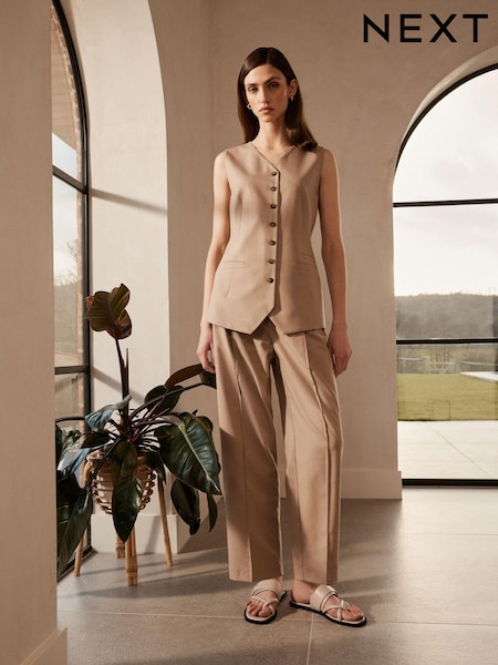 Mink Brown Premium Tailored Barrel Leg Trousers (588979) | €28