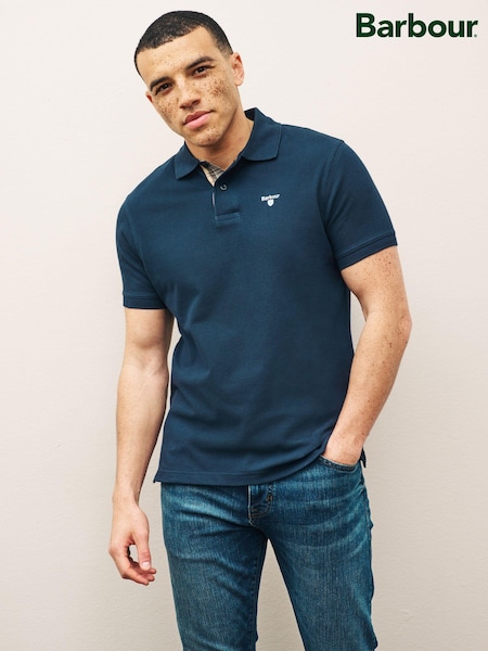 Barbour® Navy 100% Cotton Classic Polo Shirt (589021) | 407 QAR