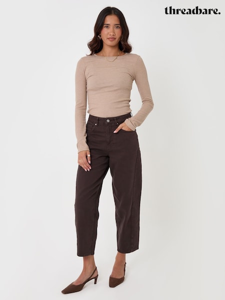 Brown - Threadbare Belted Jeans