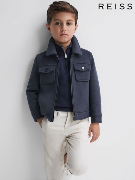 Reiss Airforce Blue Peridoe 3-9 yrs Wool Trucker Jacket (589669) | €113