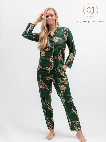 Green - Cyberjammies Sloth Print Pyjamas Set