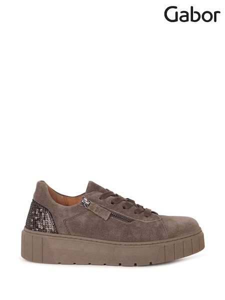 Brown - Gabor Ferry Suede Trainers
