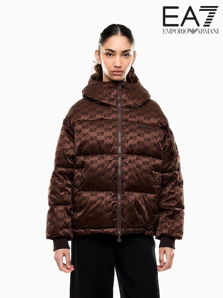Brown - Ea7 Regular-fit Logo Bomber Jacket
