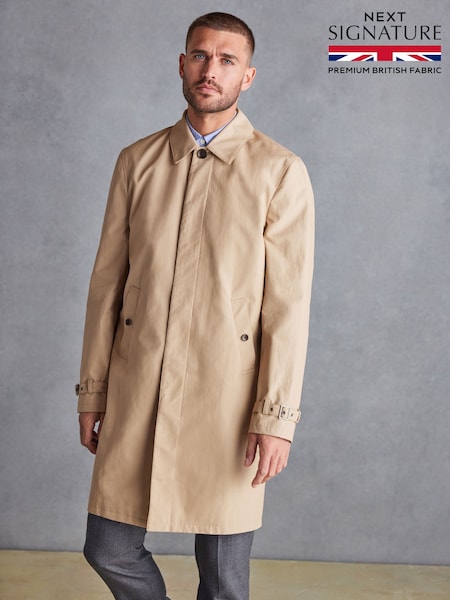 צבע אבן - British Millerain Signature Shower Resistant Longer Length Trench Coat (590486) | ‏517‏₪