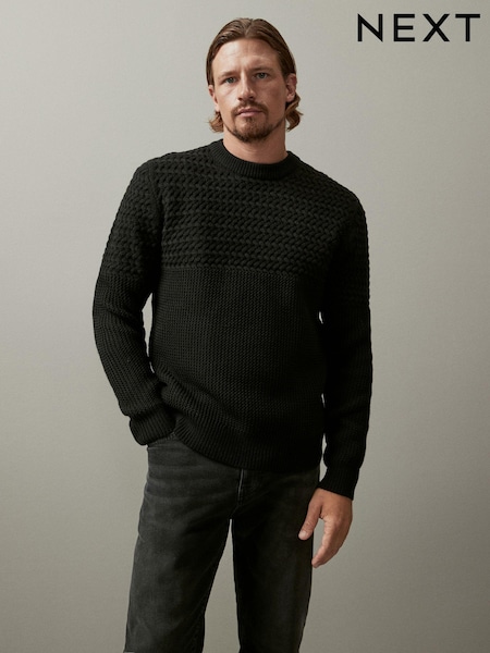 Black Regular Cable Crew Neck Jumper (590754) | €7