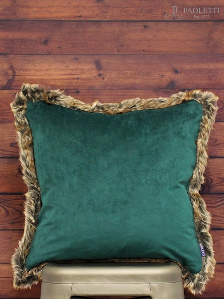 Riva Paoletti Emerald Green Kiruna Faux Fur Trim Polyester Filled Cushion (590796) | €23