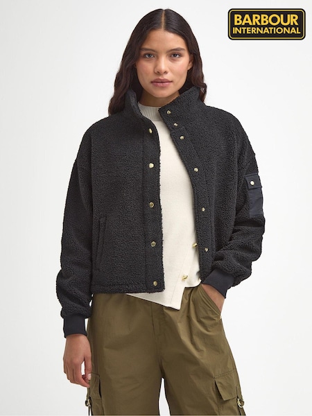 Barbour® International Callie Fleece Bomber Black Jacket (591063) | ₪453