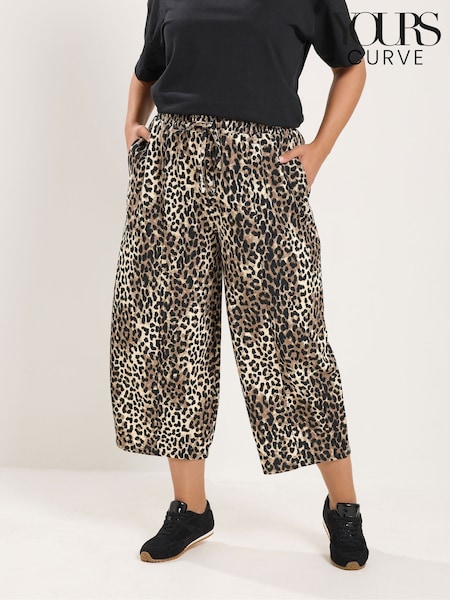 Black - Yours Curve Crinkle Barrel Leg Trousers