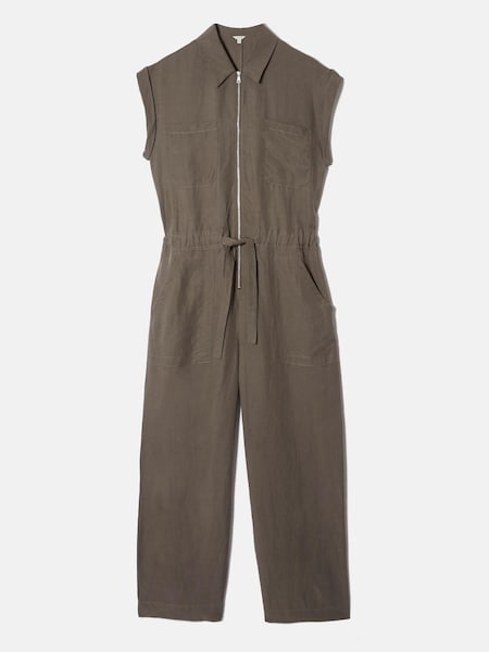 Jigsaw Brown Lyocell Linen Utility Jumpsuit (591127) | €114