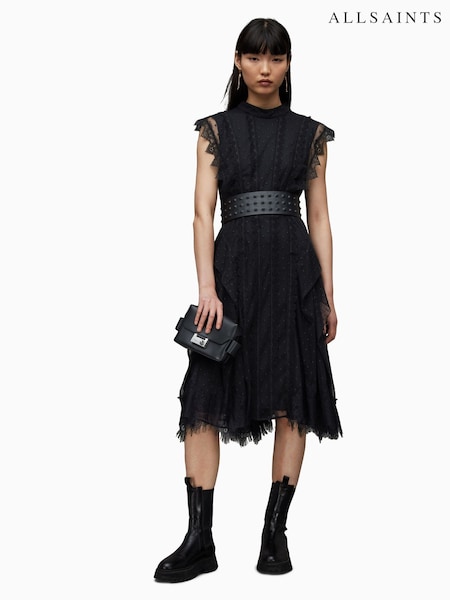 AllSaints Black Lace Freya Dress (591146) | €198
