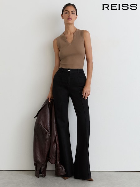 Taupe Neutral - Reiss Thena Cotton-stretch Notch-detail Vest