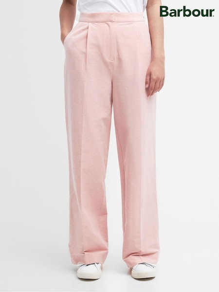 Barbour® Pink Straight Fit Pink Primrose Vivienne Linen Blend Tailored Trousers (592047) | €129