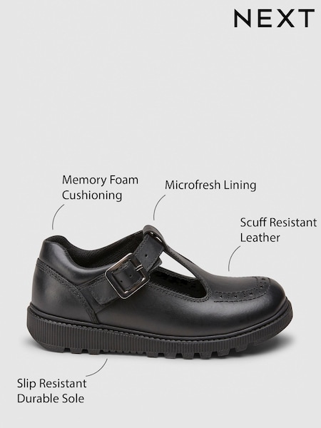 Schwarz - School Leather Chunky T-Bar Shoes (592478) | 14 € - 16 €