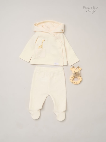 Geel - Rock-a-bye Baby Boutique Giraffe Quilted Jacket Footed Trousers And Comforter Set