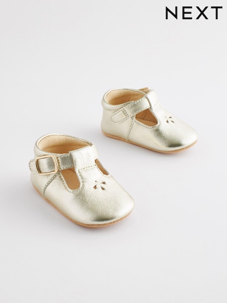 Gold - Leather T-Bar Baby Shoes (0-24mths) (592670) | 11 €