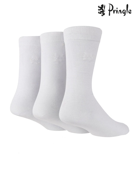 Pringle White Classic Bamboo  3 Pack Socks (592671) | €10