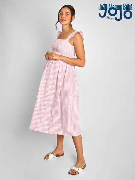 Jojo Maman Bébé Gingham Shirred Maternity Midi Dress (593082) | €80