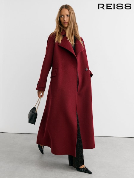 Red - Reiss Alara Wool-blend Blindseam Long Coat