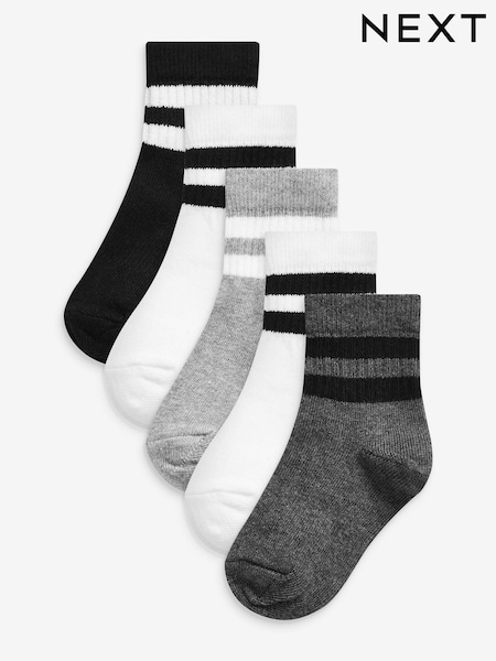 Monochrom - Cushioned Footbed Cotton Rich Ribbed Tipped Socks 5 Pack (593814) | 10 € - 14 €