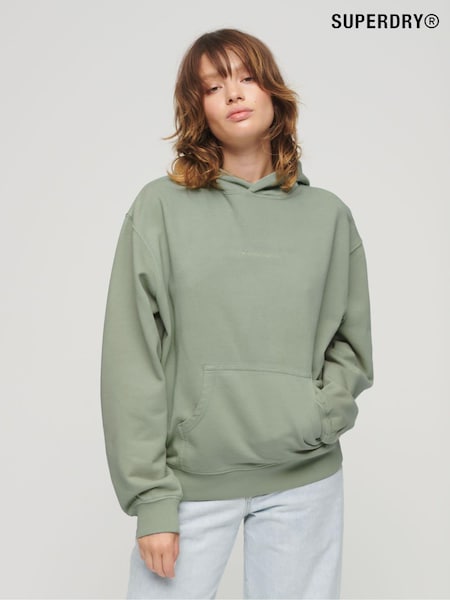 Superdry Green 100% Cotton Micro Logo Embroided Loose Hoodie (594053) | €46