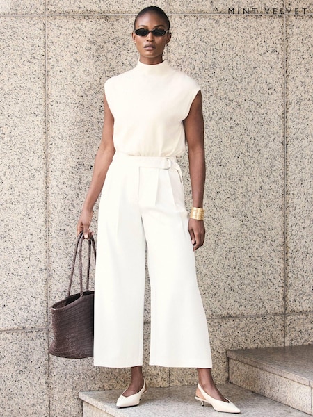 White - Mint Velvet Cropped Utility Trousers