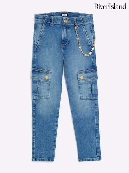 River Island Blue Girls Cargo Pocket Skinny Jeans (594278) | €15 - €23
