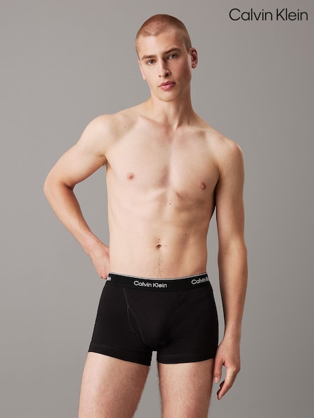 أسود - Regular Calvin Klein Cotton Classics Trunks 3 Pack