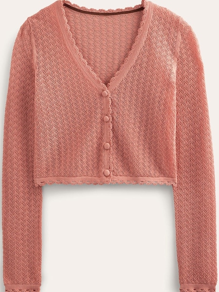 Boden Pink Pointelle Crop Cardigan (594381) | €54