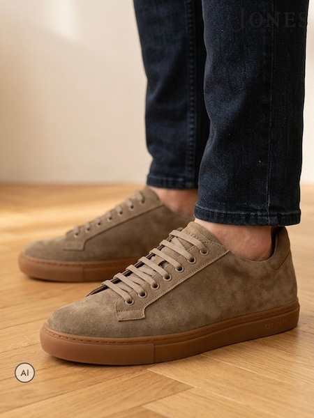 Natural - Regular Fit Jones Bootmaker Mens Simon Leather Trainers
