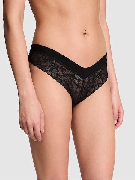 Victoria's Secret PINK Black Thong No Show Lace Knickers (595126) | €4.50