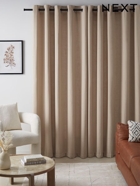 Natural Linen Look Lined Eyelet Curtains (595148) | R$ 590 - R$ 1,225
