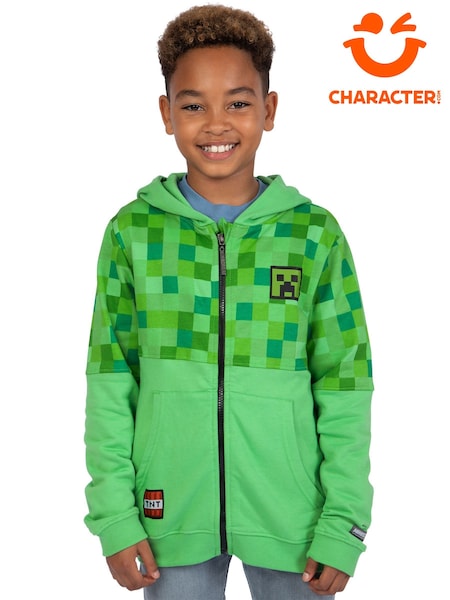 Character Green Minecraft Zip Up 100% Cotton Hoodie (595449) | 124 QAR