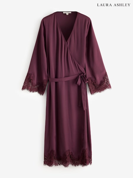 Burgundy Red - Laura Ashley Satin Lace Robe
