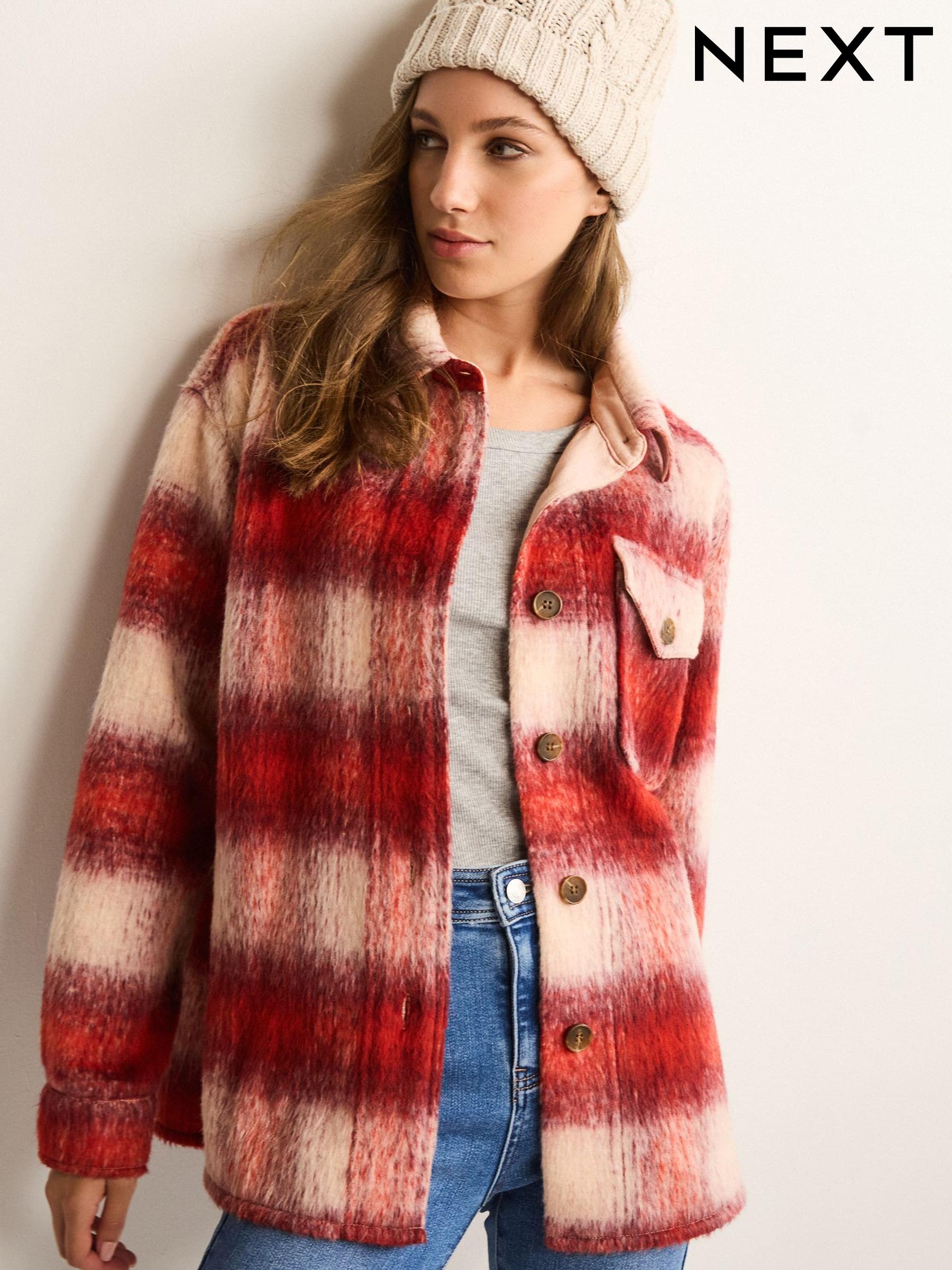 Next red check coat discount