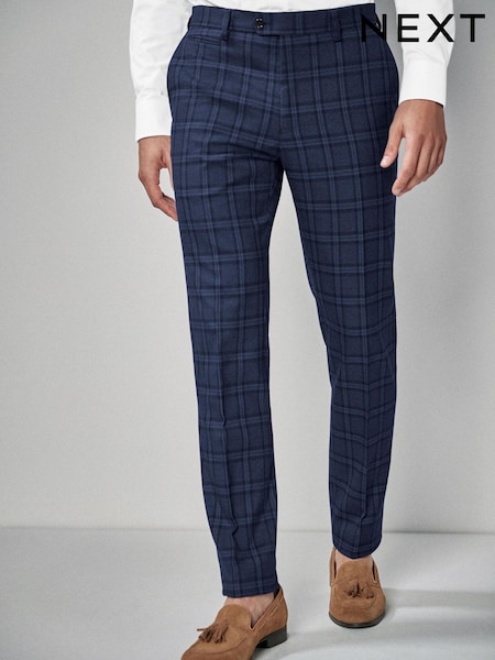 Blue Skinny Fit Check Suit: Trousers (595802) | € 19