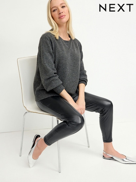 Black Maternity Seamed Skinny Faux Leather Trousers (596054) | €9
