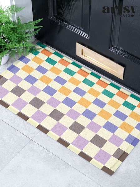 Artsy Mats Elizabeth Olwen Check Fade Indoor/outdoor Doormat