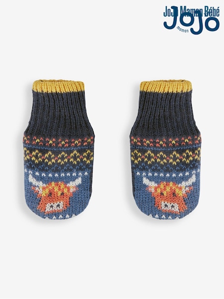 Jojo Maman Bébé Highland Cow Fair Isle Pattern Mittens (596175) | ‏70‏₪
