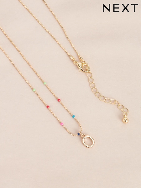 Gold Tone O Initial Beaded Necklace Letter O (596235) | €5